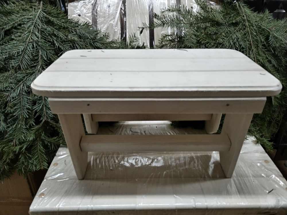 Скамейка для бани и сауны деревянная из липы 40х22х21 см, табурет-скамья садовая для дома, ванны, под #1