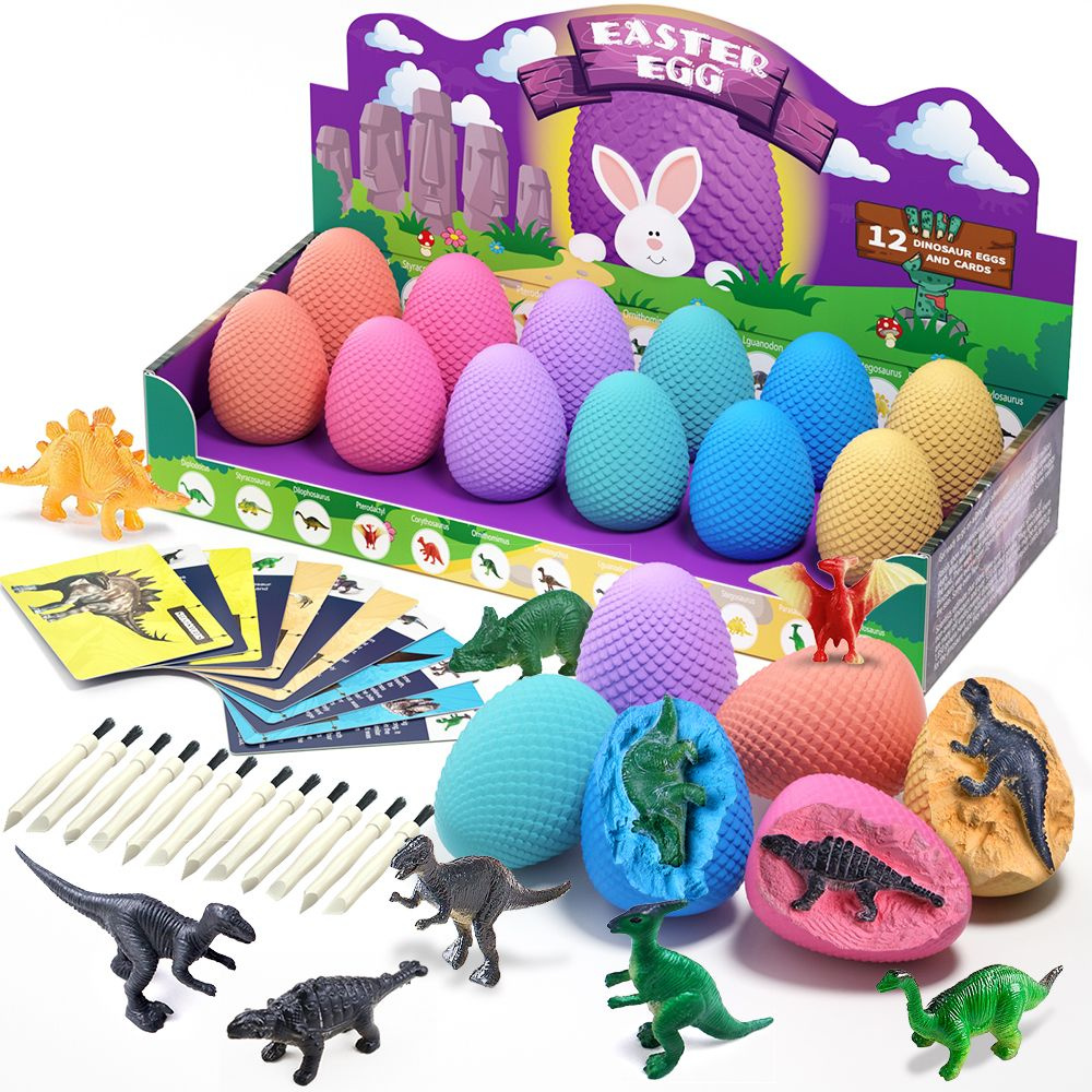 Разноцветные яйца динозавров, детские игрушки, развивающие игрушки, набор из 12 штук  #1