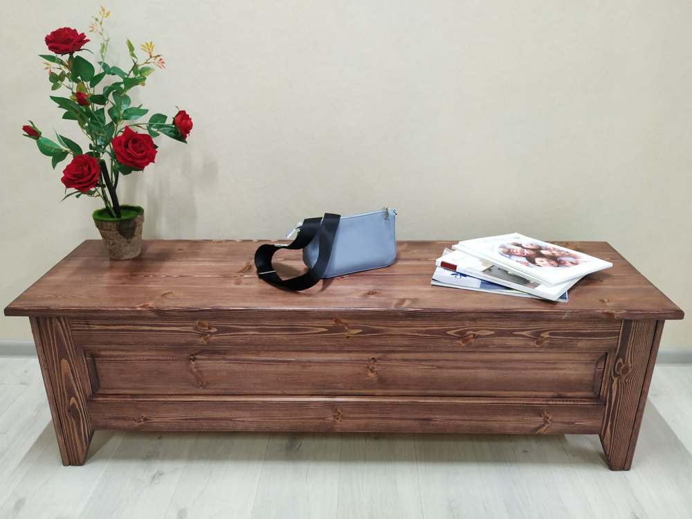 Журнальный стол сундук-скамья массив сосна, 144х42х42.5 см #1