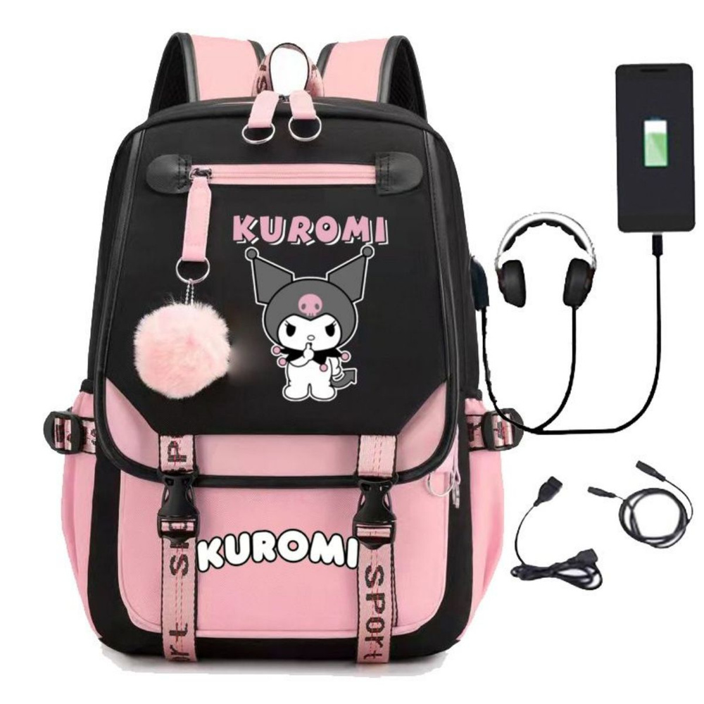 рюкзак Куроми с пушистым брелком и USB выходом #1