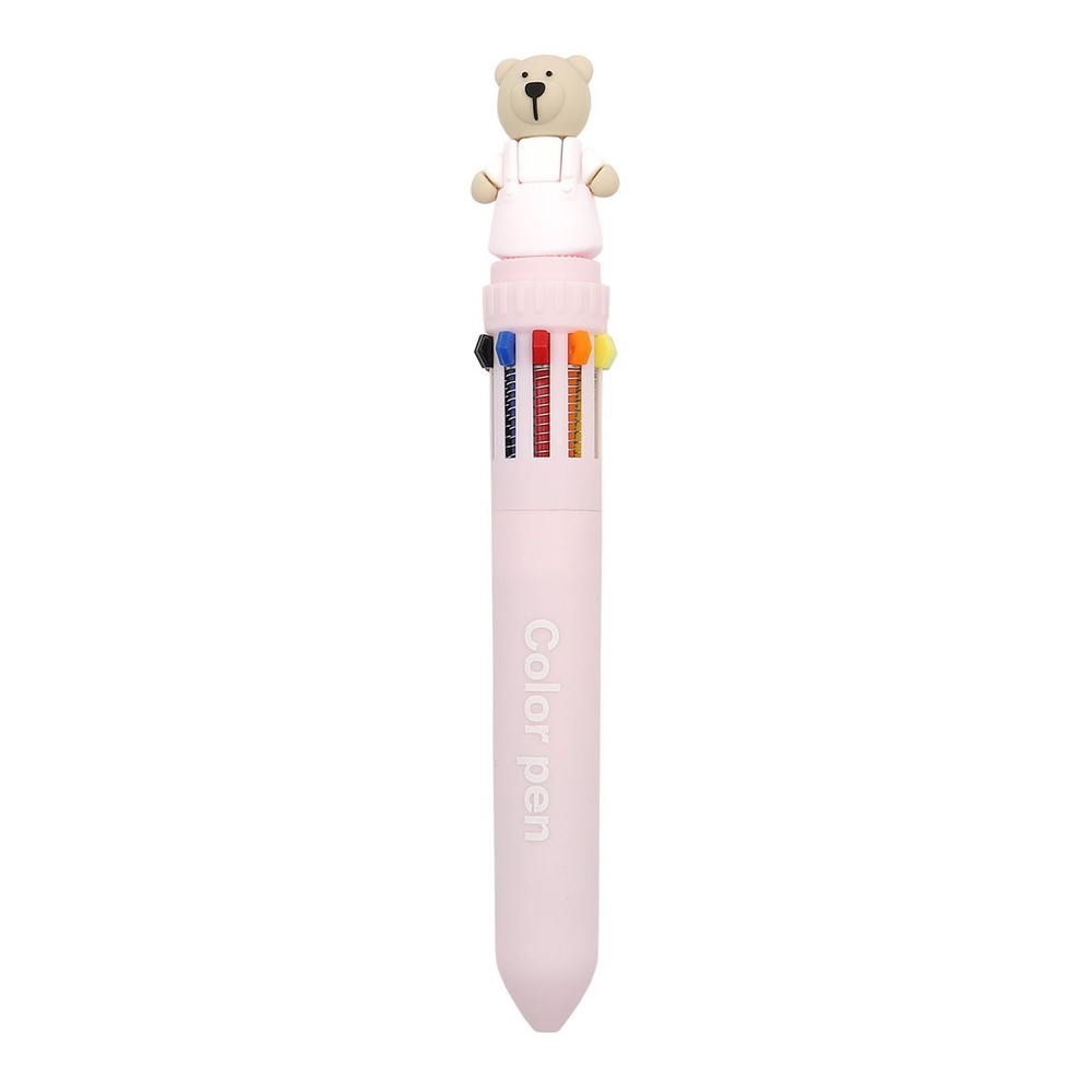 Ручка шариковая автоматическая Мишка розовый, 10-цветная, Centrum  #1