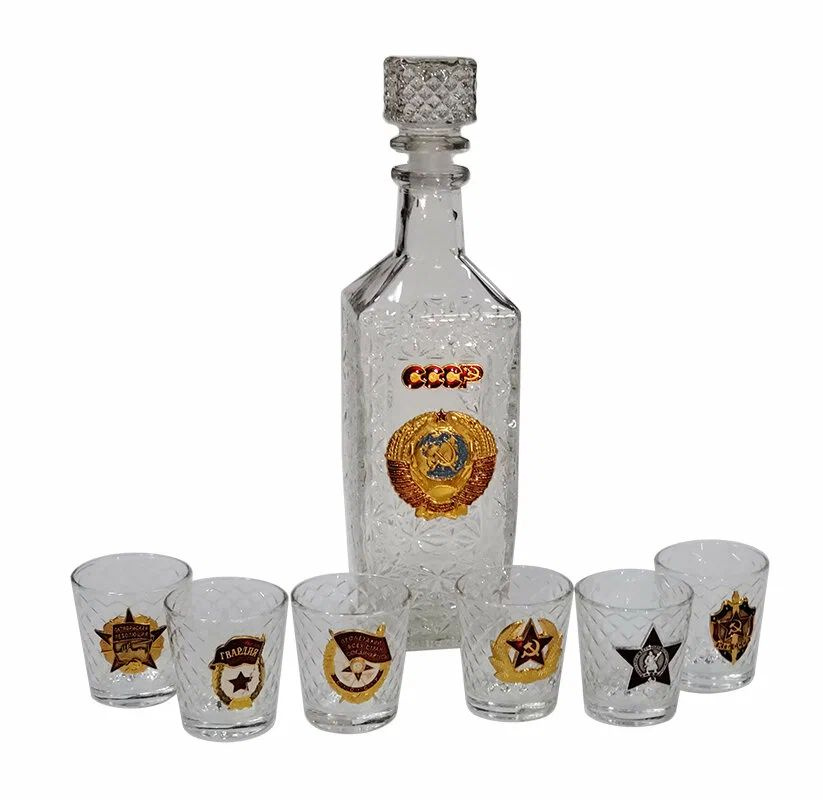 Набор для водки, ликера с гербом СССР / Штоф со стопками #1