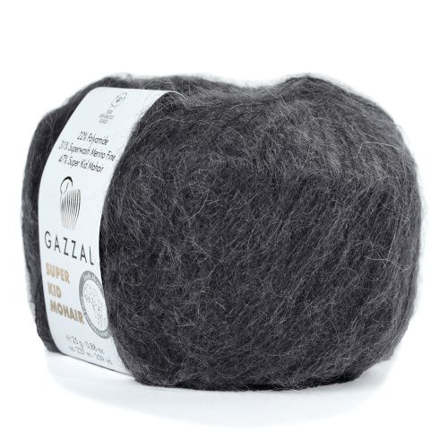 Пряжа Gazzal Super kid mohair -1 шт, тёмно-серый (64432), 237м/25г, 13% шерсть мериноса, 52% мохер, 35% #1