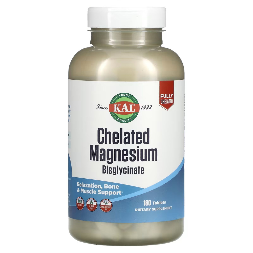 Магний бисглицинат, хелат KAL Magnesium Chelated Bisglycinate 315 мг 180 таблеток  #1