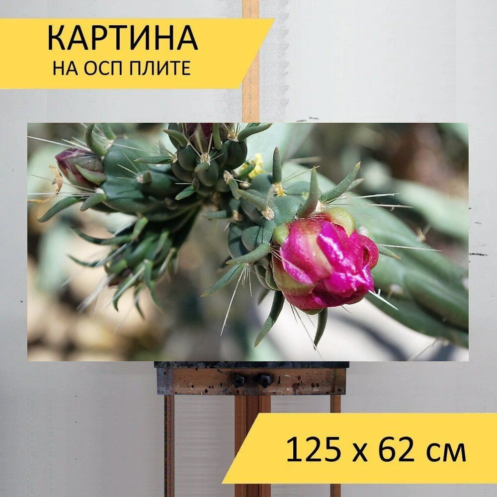 LotsPrints Картина "Кактус, цветок, розовый 33", 125  х 62 см #1