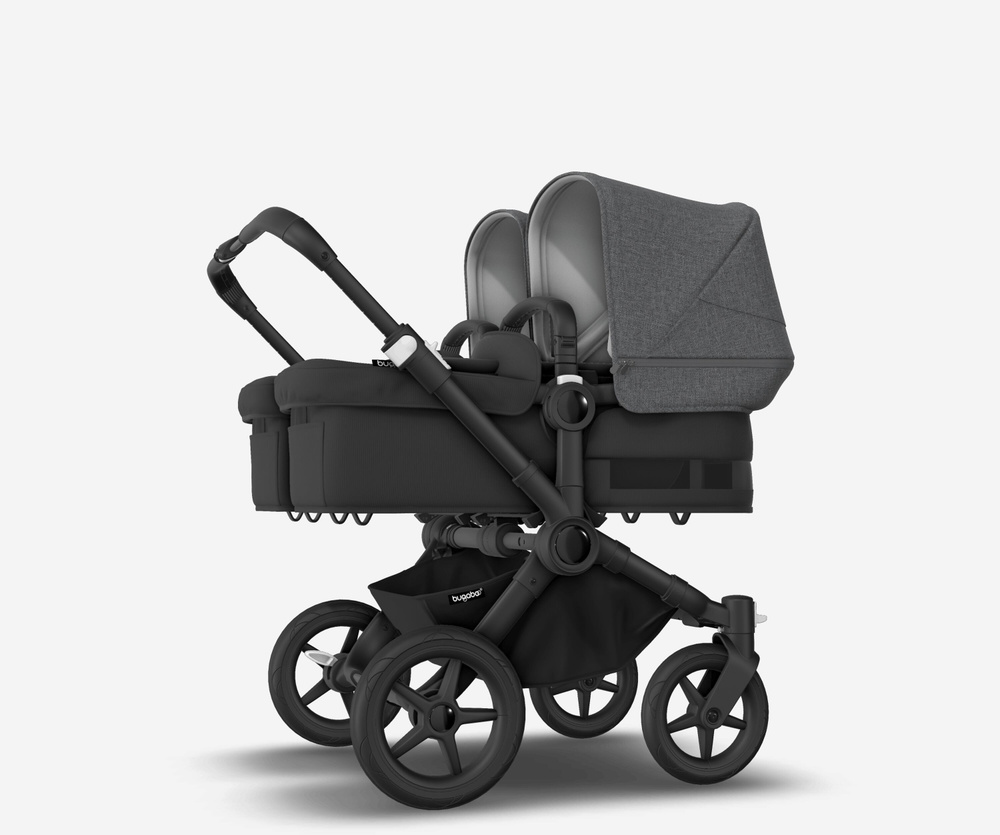 Коляска для двойни Bugaboo Donkey 5 Twin Black/ Midnight black/ Grey melange #1