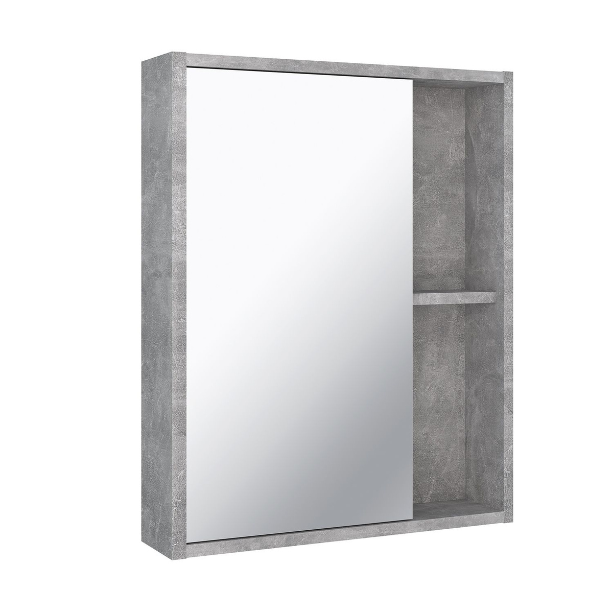 Зеркало шкаф для ванной, Runo, Эко 52, серый бетон ,Текст при отключенной в браузере загрузке изображений