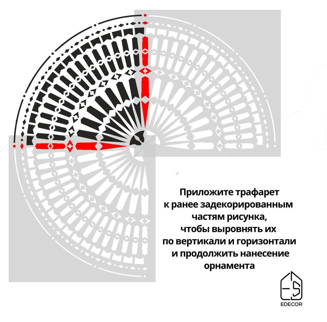 Визуализация трафаретного узора для демонстрации орнамента.