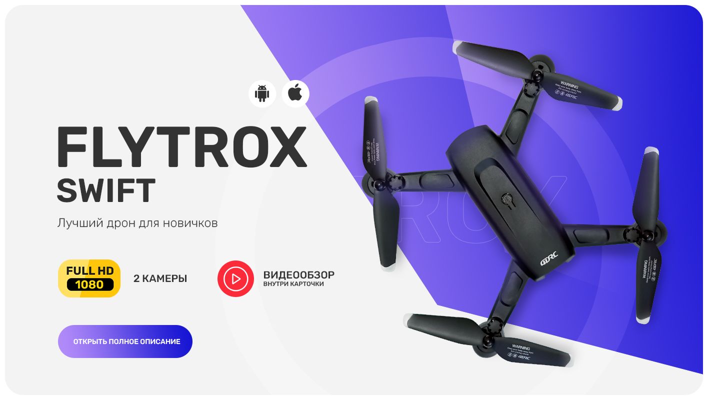 Квадрокоптер Flytrox Swift с камерой, на радиоуправлении, для взрослых ...