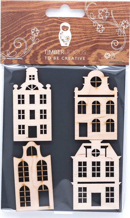 Timberlicious Набор заготовок для декорирования Европейские домики 4шт, 5.5см, набор для поделок  #1