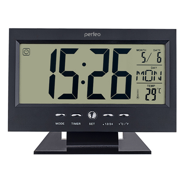 Часы-будильник Perfeo Set черный время, температура, дата #1