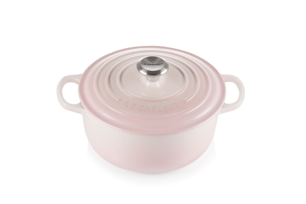 Чугунная эмалированная кастрюля с крышкой, 20 см, 2.4 л, Le Creuset, Светло-розовый (Shell pink)  #1