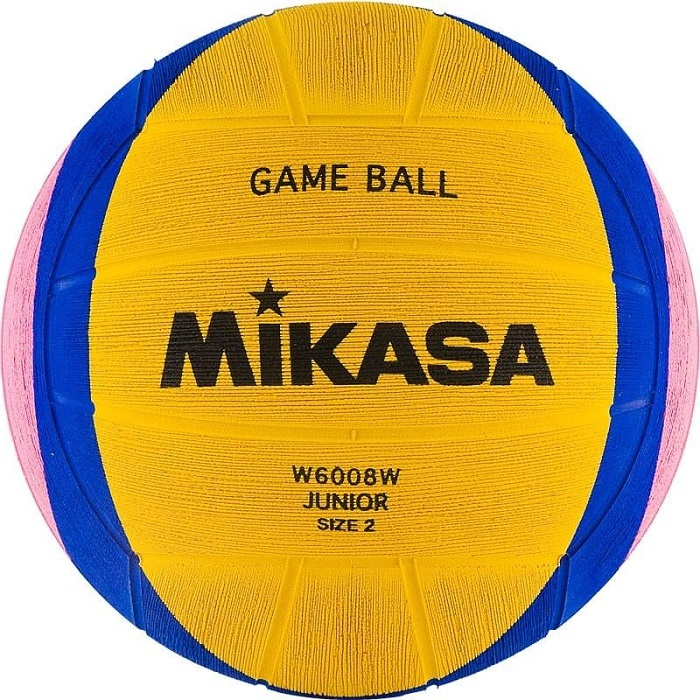 Мяч для водного поло MIKASA W6008W Junior,разм.2, резина,вес 300-320 г, дл.окр. 58-60см,жел-син-роз  #1