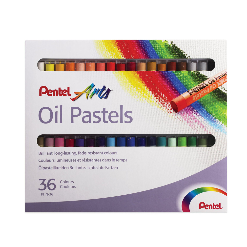 Пастель масляная художественная PENTEL "Oil Pastels", 36 цветов, круглое сечение, картонная упаковка, #1