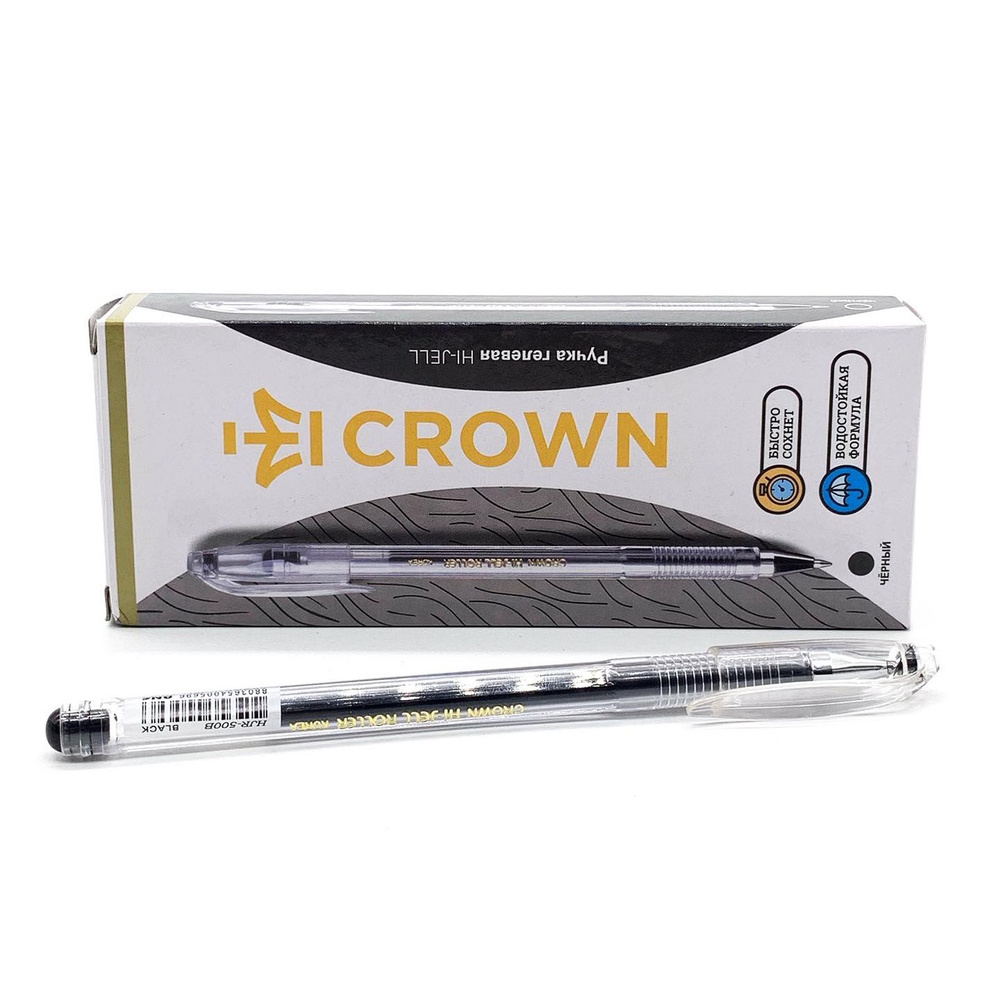 Crown Набор ручек Гелевая, цвет: Черный, 12 шт. #1