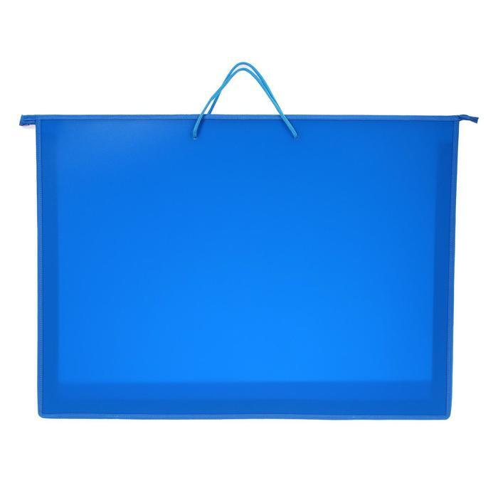 Папка (сумка) для художников А2, с ручками, пластиковая, молния сверху, 640*470 мм, синяя  #1