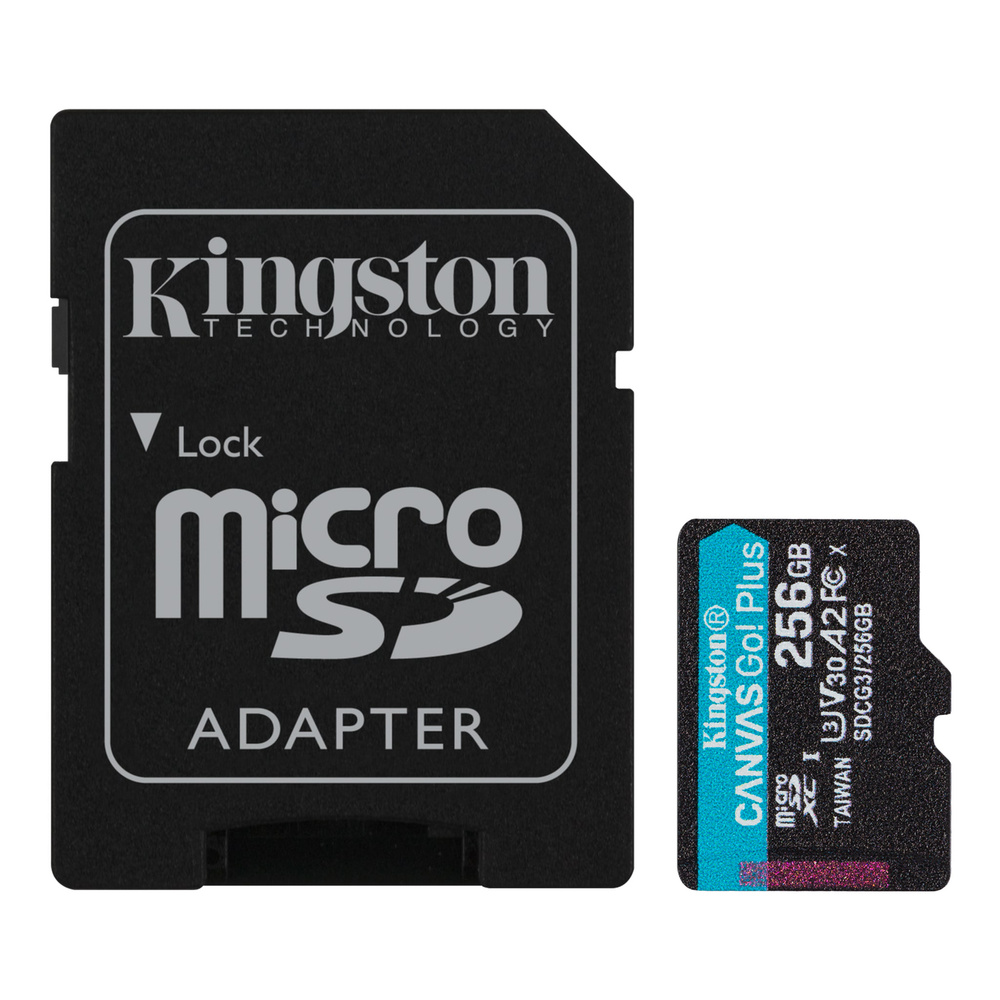 Kingston карта памяти MicroSDXC 256GB Canvas Go Plus + SD адаптер / SDCG3/256GB #1