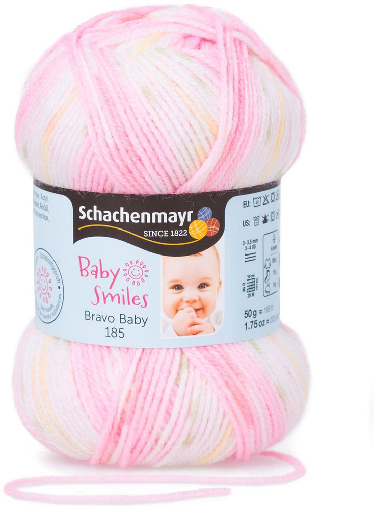 Пряжа Schachenmayr Baby Smiles Bravo Baby 185, 9801212_00196, белый, розовый, 185 м, 50 г, 3 шт  #1