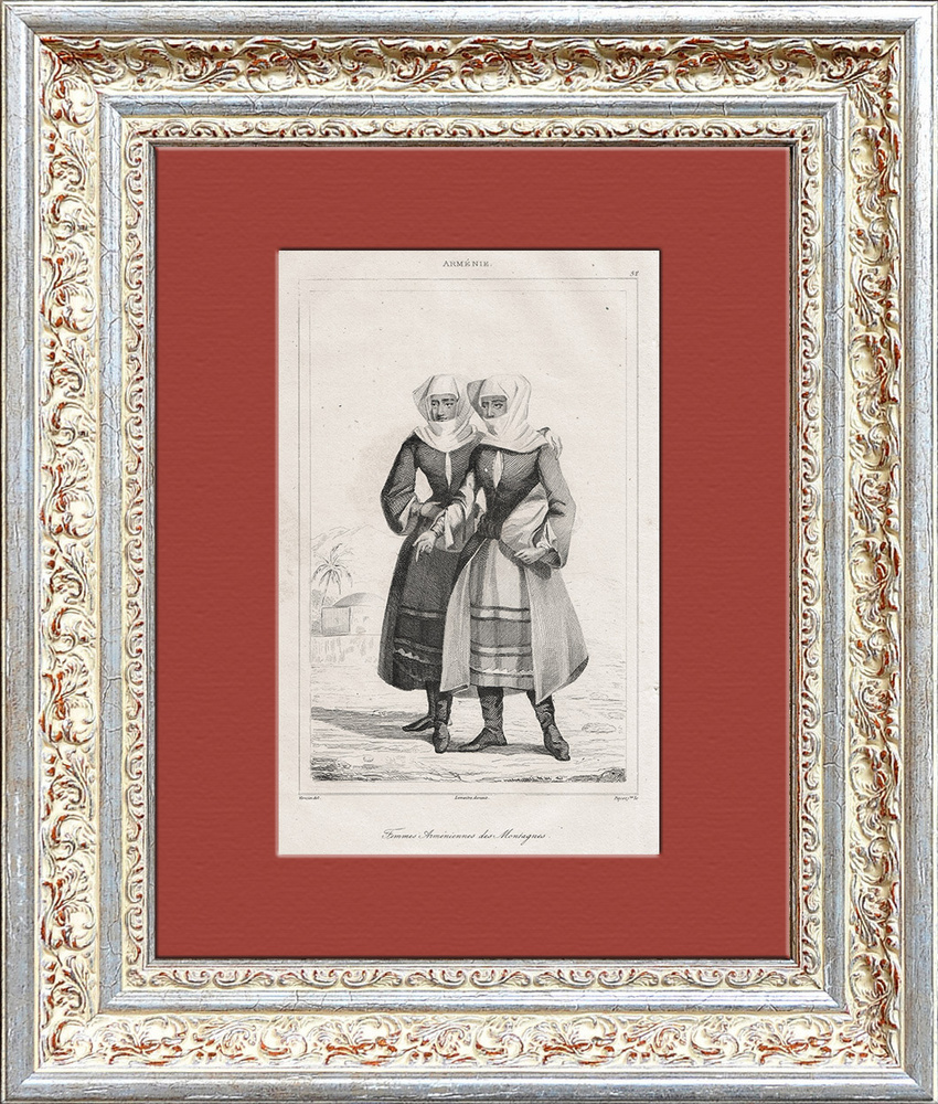 Армянки в национальных костюмах. Старинная гравюра 19 века  #1