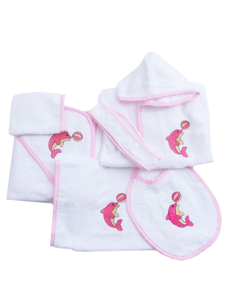 Набор для купания детский: халат, полотенце,мочалка,уголок,нагрудник  #1
