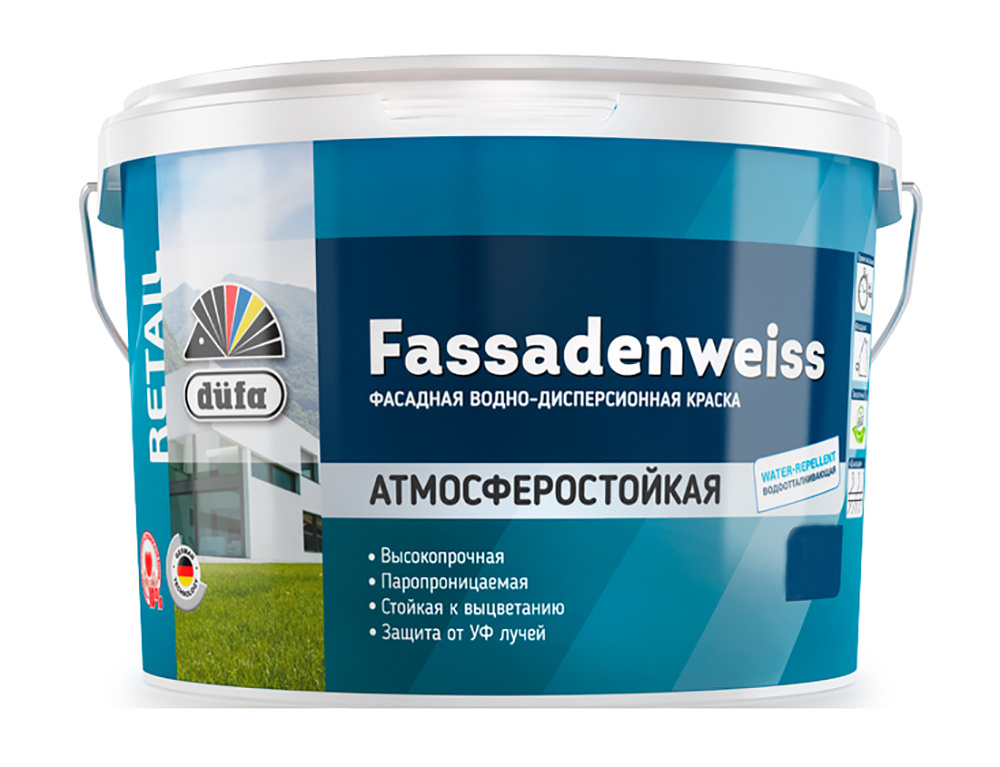 Краска фасадная водно-дисперсионная Dufa Retail Fassadenweiss глубокоматовая база 1 10 л  #1