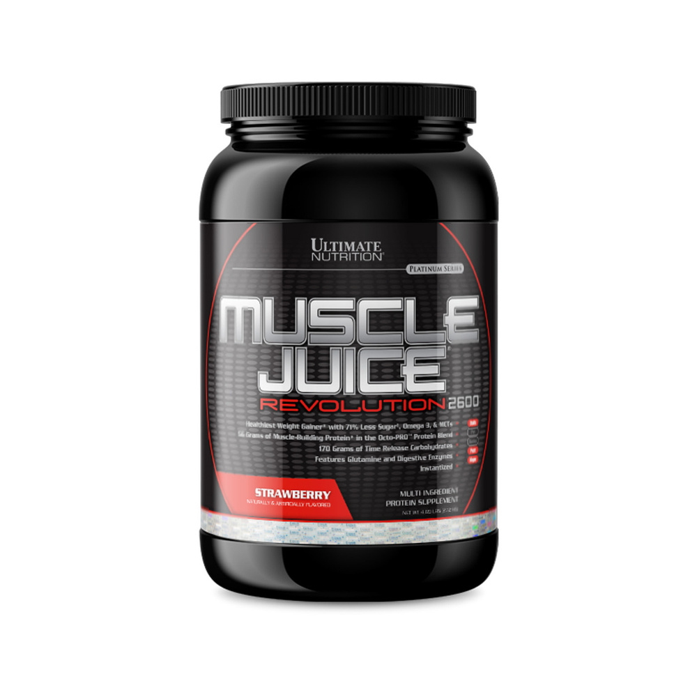 Гейнер Ultimate Nutrition Muscle Juice Revolution 2120 гр, Клубника, изолейцин, глутамин, валин (BCAA) #1
