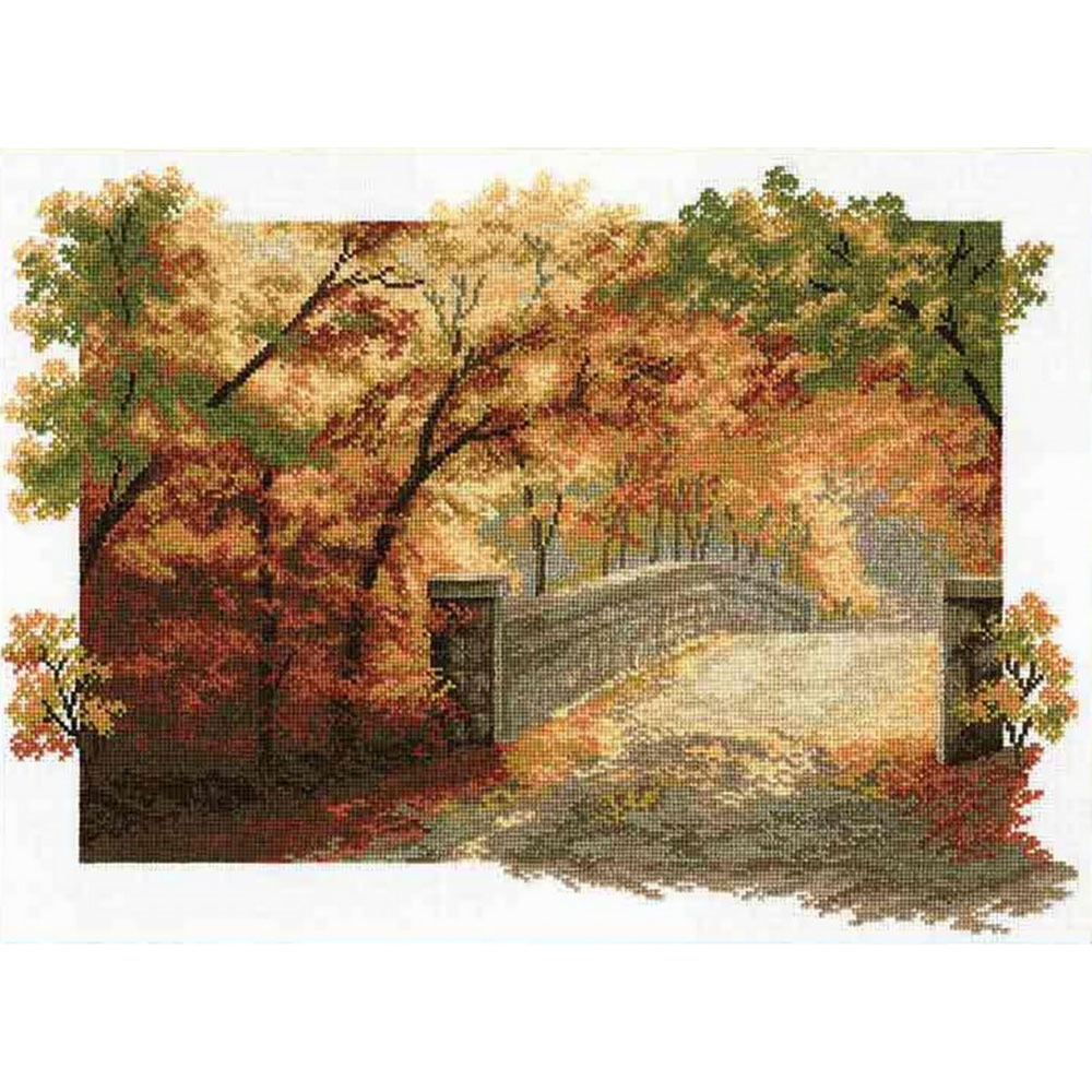 679 Набор для вышивания Hobby&Pro 'Осенний мост', 36x25 см #1