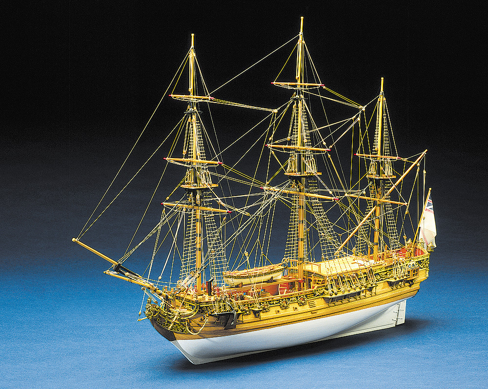 Яхта короля Георга II Royal Caroline без парусов, Англия 1749 год, 830х610 мм, М.1:47, сборная модель #1