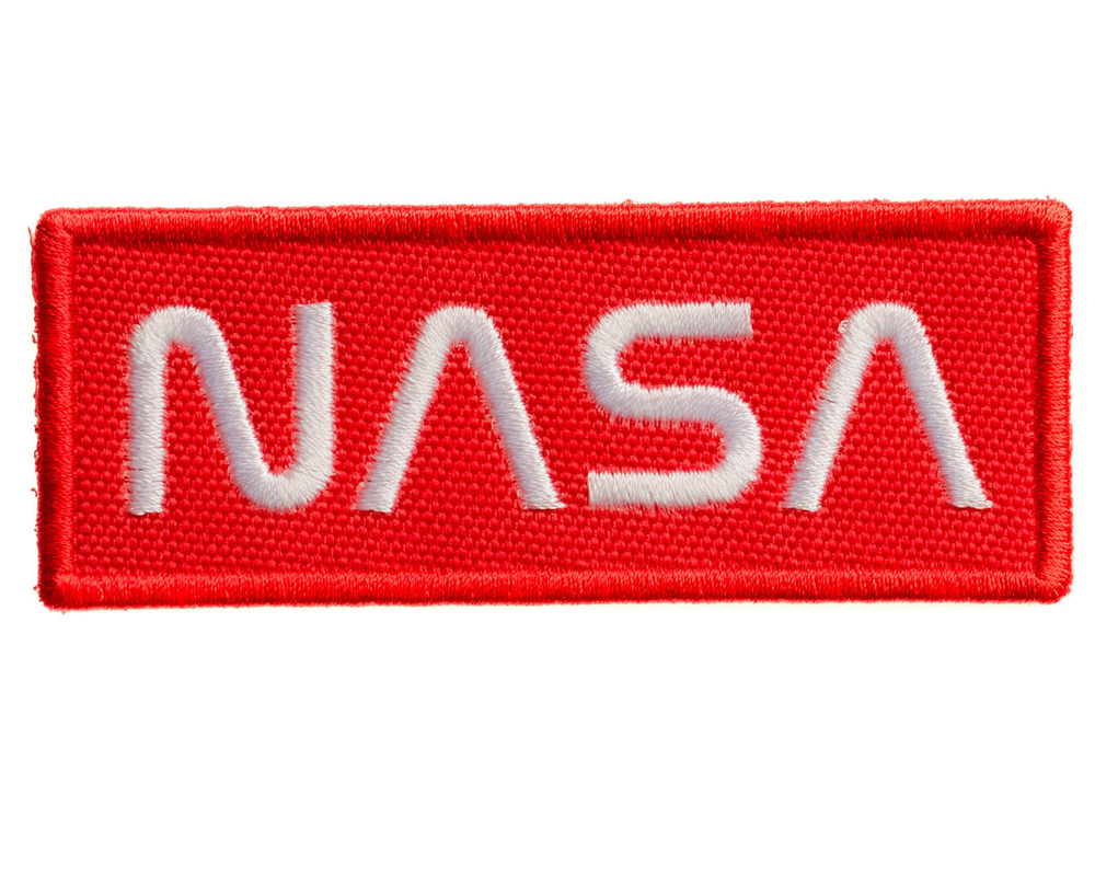 Нашивка на одежду (шеврон, патч) на термоплёнке "NASA текстовый" (Красный) 3,4х8,9 см  #1