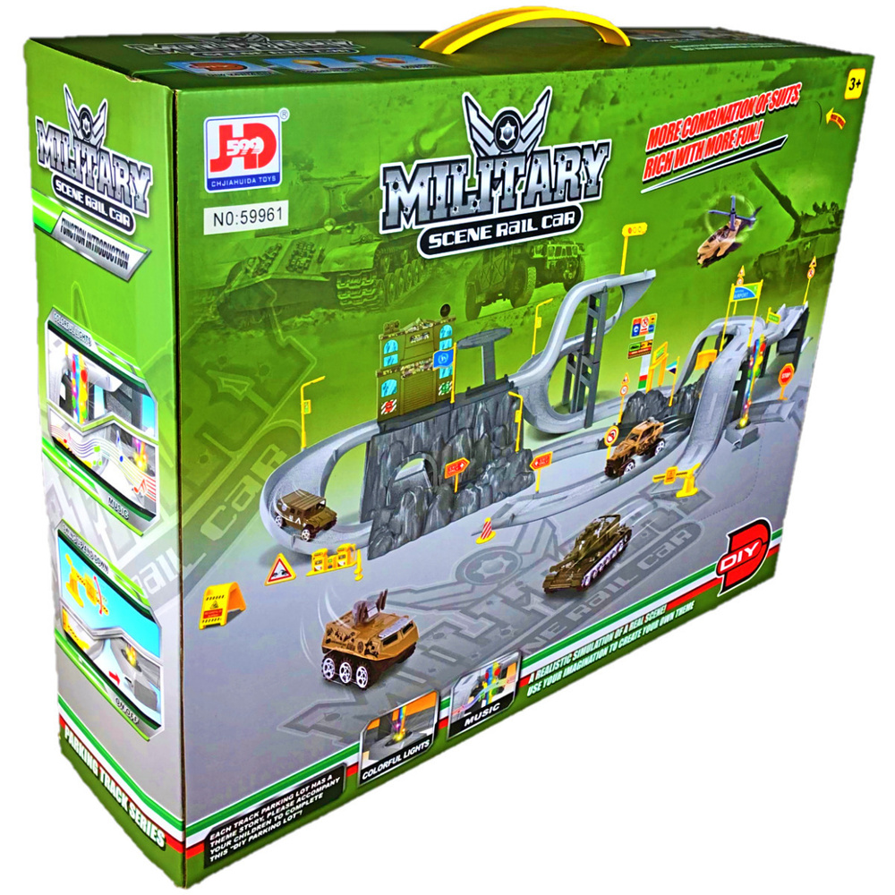 Детский игровой набор "Многоуровневая Военная база" с машинками и вертолетом, 59961, со световыми и звуковыми #1
