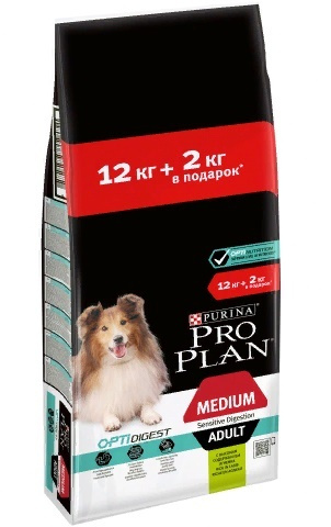 Промопак 12кг+2кг Purina Pro Plan Optidigest Adult Medium Breeds сухой корм для взрослых собак средних #1