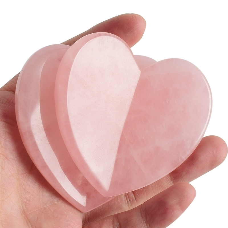 HANAI Скребок "Большое сердце" для массажа Гуаша из розового кварца  #1