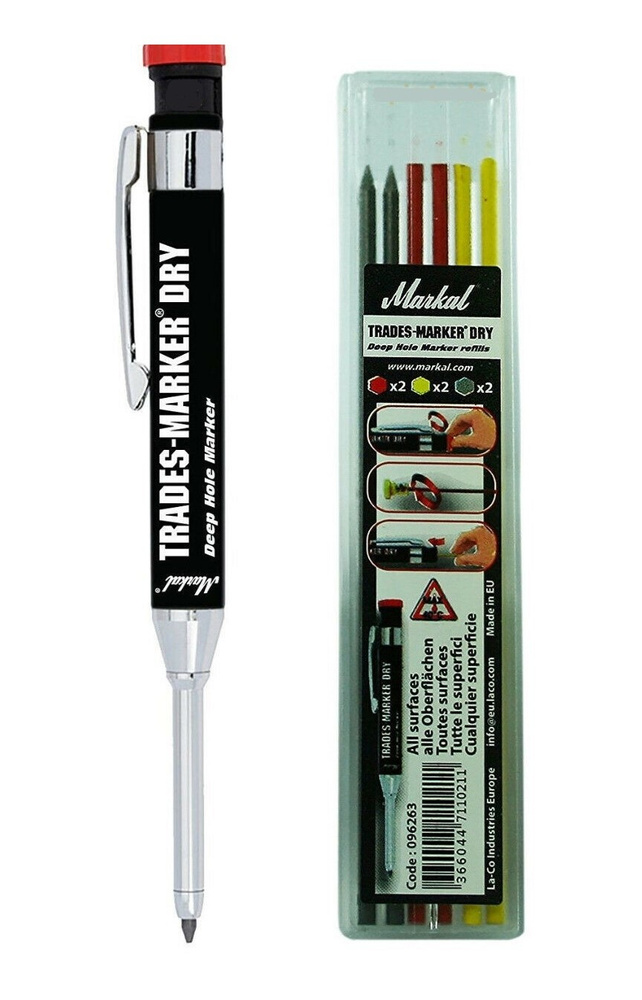 Строительный карандаш Markal Trades-Marker, металлический, 2.8 мм + 6 запасных стержней  #1