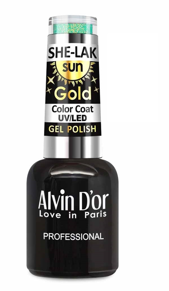 Alvin D'or, Гель лак для ногтей SHE-LAK Sun Gold тон 6415 солнечная мята  #1