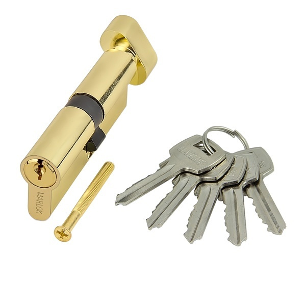 Цилиндр стальной MARLOK ЦМВ 80(40/40)-5К, английский ключ/вертушка PB (золото)  #1