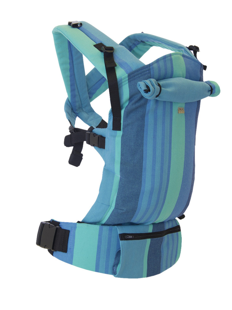 Амама Эрго-рюкзак шарфовый с первых месяцев ДВИЖНЕР ТАБАТАЙ, хлопок, цвет: бирюзовый полосатый  #1