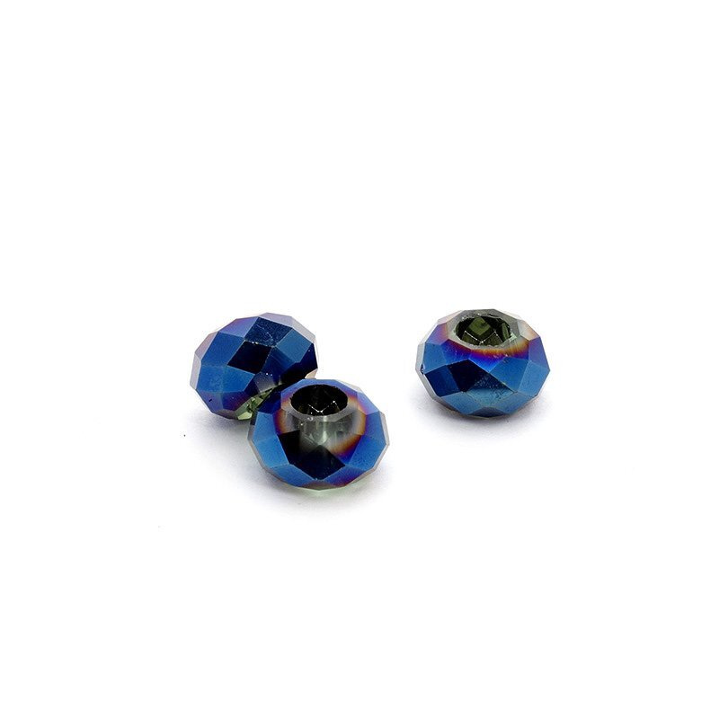 Бусины шармы для браслета стеклянные граненые мультиколор темно-синий 19х18х8 мм, отверстие 3 мм  #1