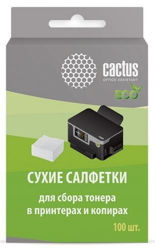 Салфетки Cactus сухие, белые, 50 г/м2, 160 х 220 мм, 100 шт, для сбора тонера в принтерах и копирах (CS-P2003E) #1