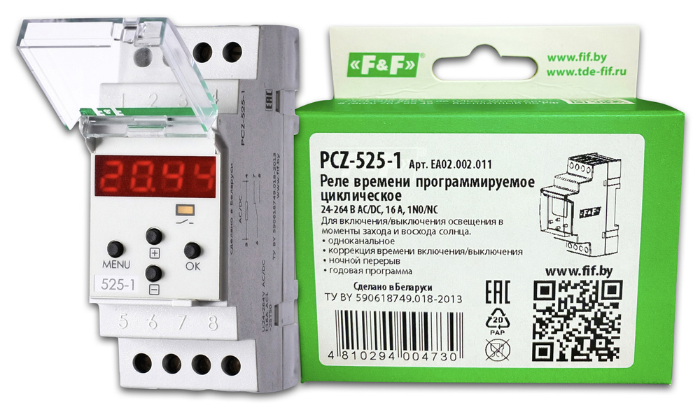 Астрономическое реле времени F&F PCZ-525-1 230 V АС - купить по ...