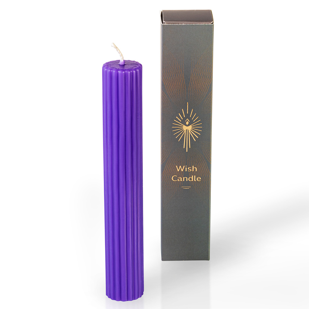 Свеча Желаний - фиолетовая, "Гармония и баланс", 19см x 3см, для гармонизации всех сфер жизни, с аудио-медитацией #1