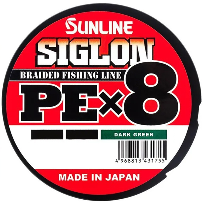 Шнур PE Sunline SIGLON X8 # 0.6/10LB (150 м, 0.132 мм, 4.5 кг, тёмно-зелёный) #1