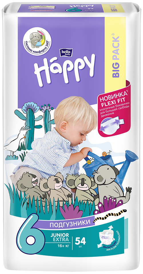 Подгузники для детей bella baby Happy Junior Extra дышащие/ памперсы детские, размер 6 (вес 16+ кг), #1