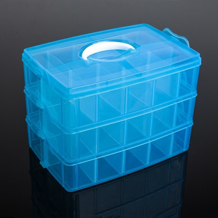 Бокс пластиковый для хранения, 3 яруса, 30 ячеек, 25х17х18 см, цвет МИКС  #1