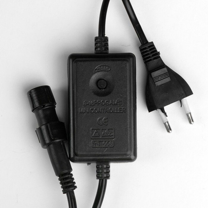 Сетевой контроллер с кнопкой переключения режимов и вилкой для светового шнура, светодиодных лент и гирлянд #1