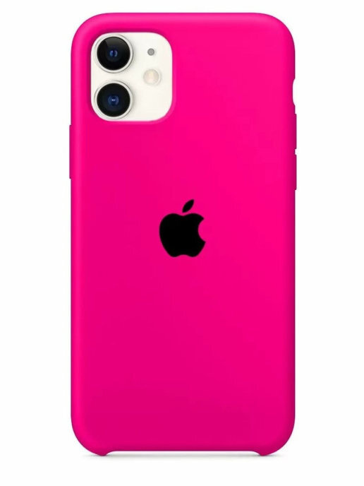 Силиконовый чехол для смартфона Silicone Case на iPhone 11 / Айфон 11 с логотипом, фуксия  #1