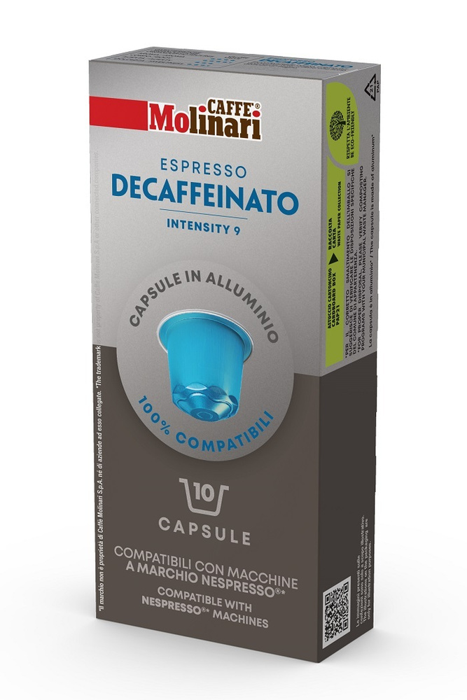 Кофе Caffe Molinari в капсулах Decaffeinato Декафинато 10шт #1