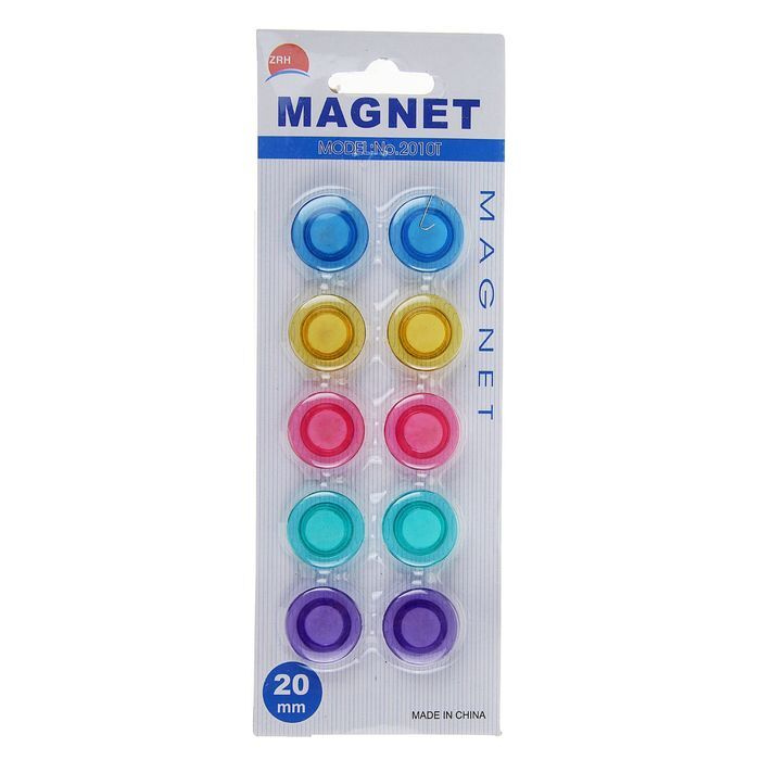 Набор магнитов для доски,набор 10 шт, d-2 см, прозрачные, на блистере  #1