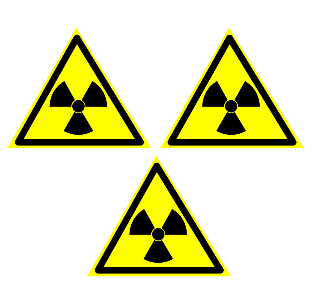 Наклейка W 05 Опасно Радиоактивные вещества или излучение Размер 150х150 мм. 3 шт.  #1