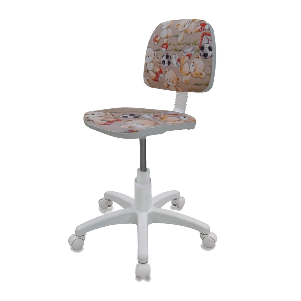 Детское кресло компьютерное ФОРТУМ Белое "Мишки" (без подлокотников), для детей, детский, стул офисный #1