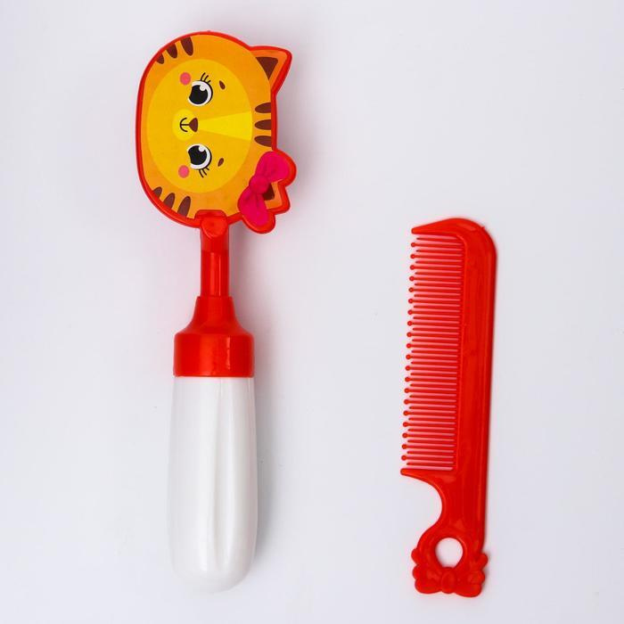 Набор расчёсок "Мяу", 2 предмета: расчёска с зубчиками щётка,  #1
